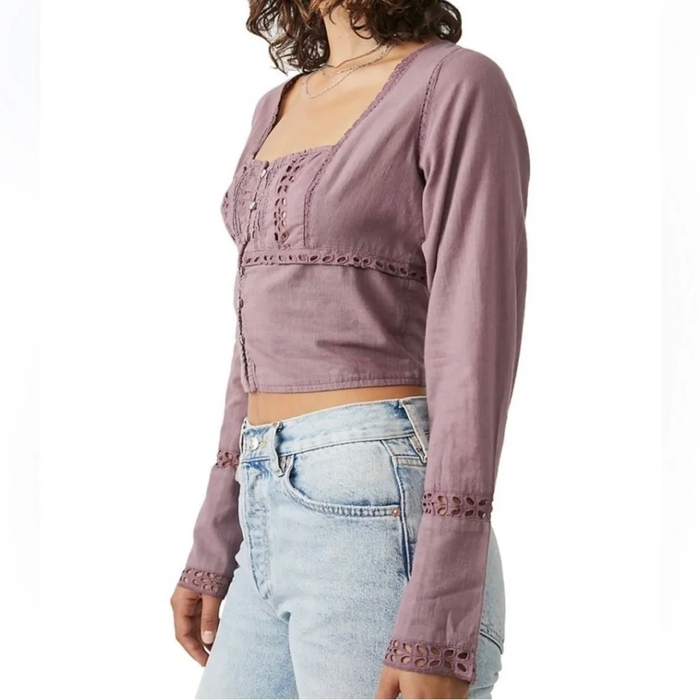 NWOT Free People Roan Roug Joi Woven Square Neck Top